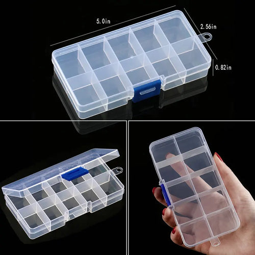 Transparent Plastic Storage Jewelry Box Compartment Adjustable