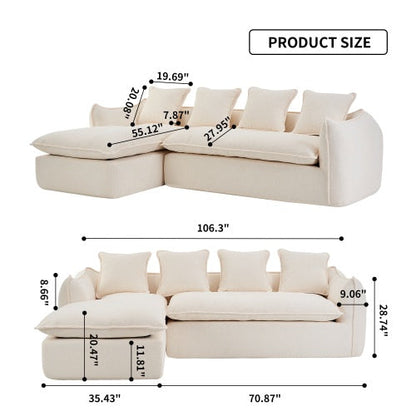 LuneluX_Home – Oversized 3-Seater L-Shape Sofa with Chaise