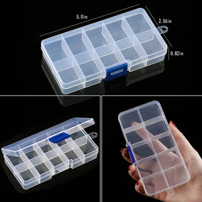 Transparent Plastic Storage Jewelry Box Compartment Adjustable