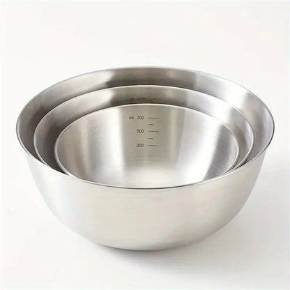 1-3 Stainless Steel Bowl Set with Scale for Cooking Baking Food