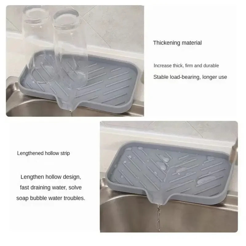 Silicone Faucet Mat Kitchen Sink Tray Soap Dispenser Sponge Drain Pad