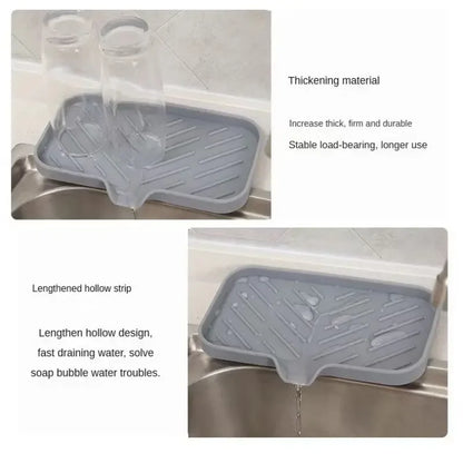 Silicone Faucet Mat Kitchen Sink Tray Soap Dispenser Sponge Drain Pad