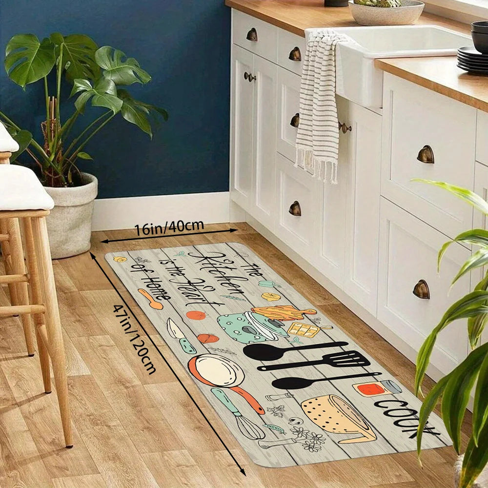1PC, cartoon knife and fork kitchen waterproof door carpet mat,