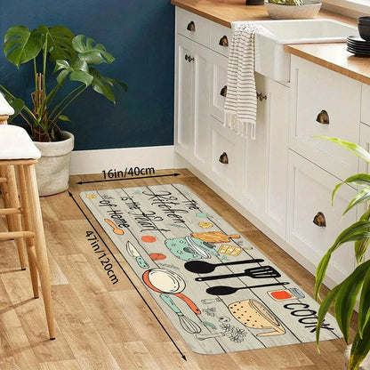 1PC, cartoon knife and fork kitchen waterproof door carpet mat,