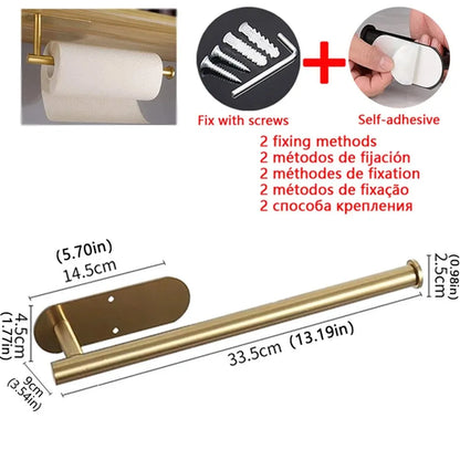 Kitchen Paper Towel Holder Adhesive Tissue Hanger Toilet Roll Paper