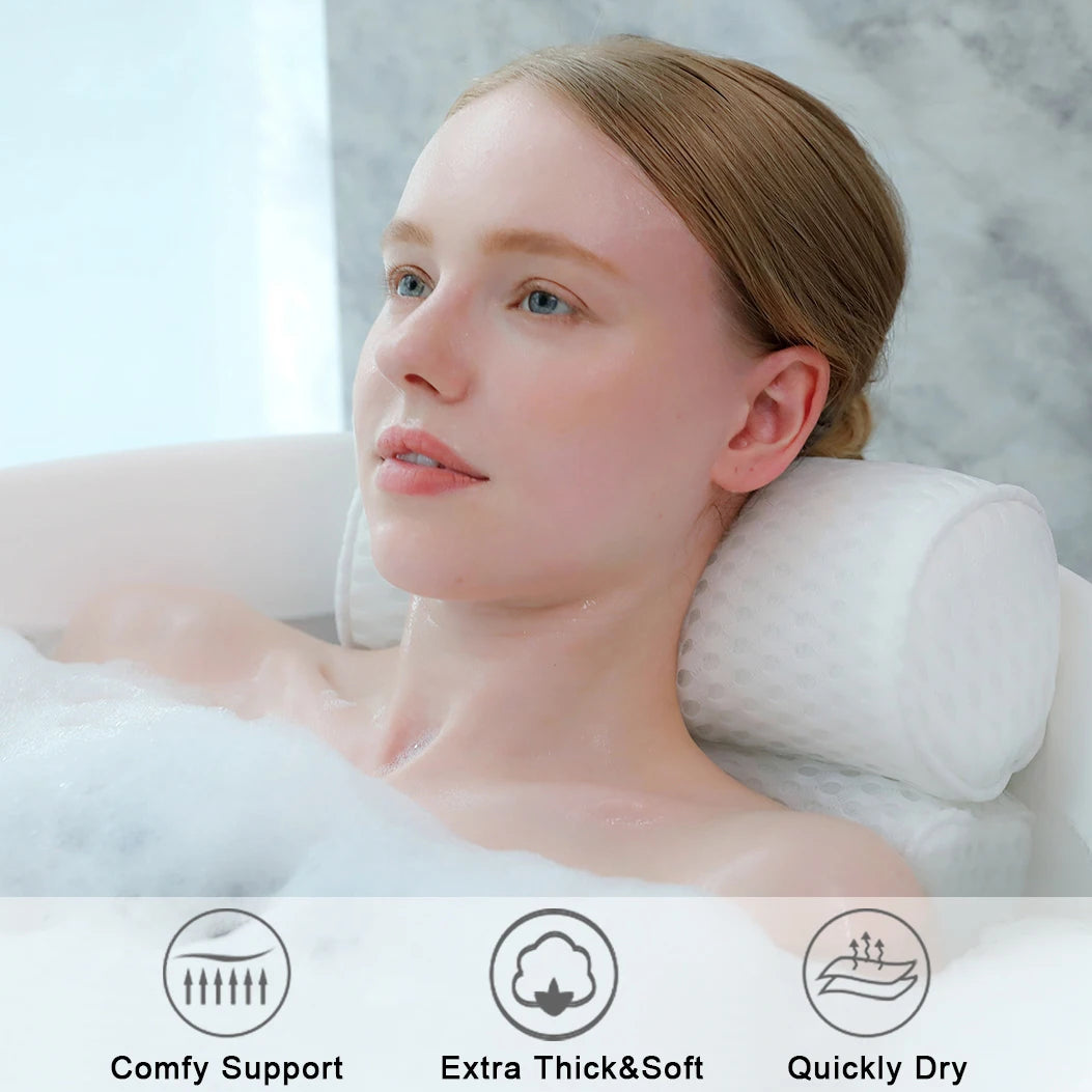 Bath Pillow for Bathtub Support Neck,Head and Back with Non-Slip