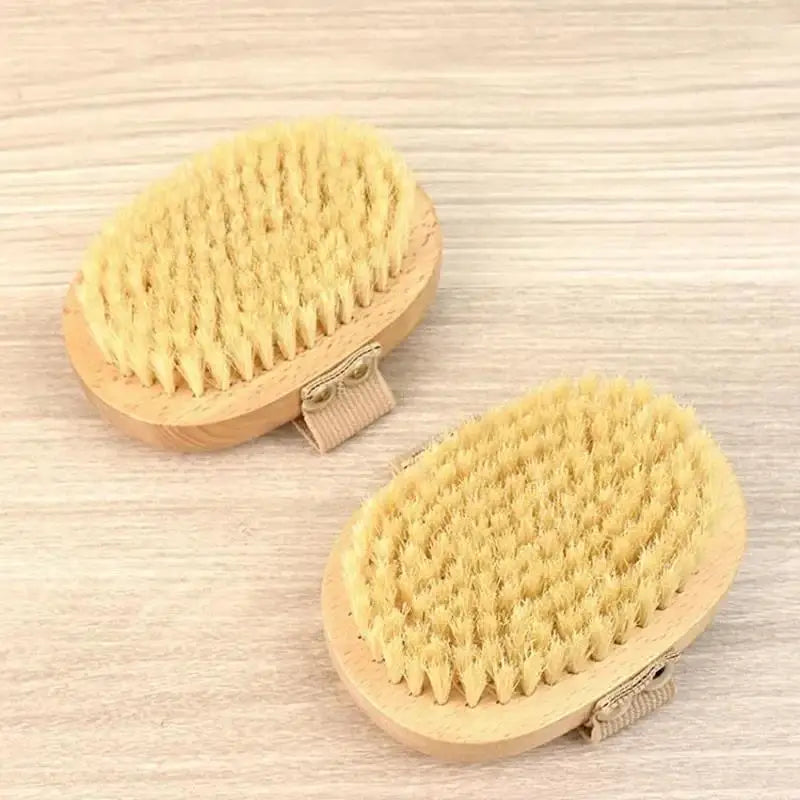 SPA Wooden Body Brush Natural Boar Bristle Organic Dry Skin Body Brush