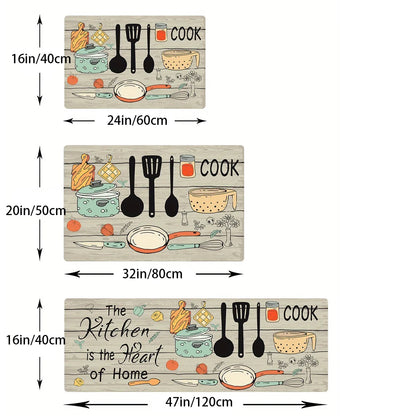 1PC, cartoon knife and fork kitchen waterproof door carpet mat,