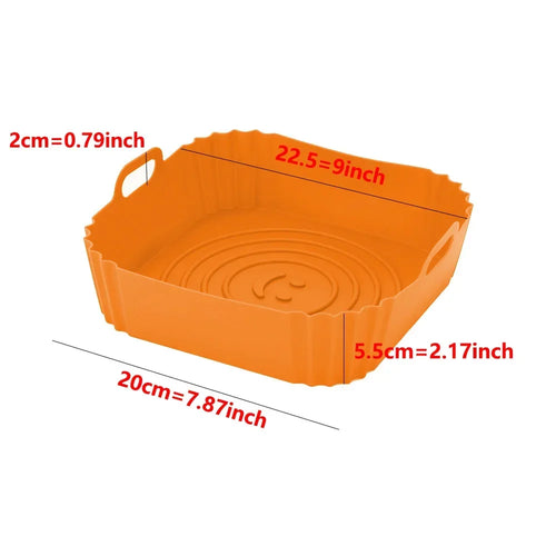 Square Air Fryer Silicone Tray Oven Baking Tray Pizza Fried Chicken