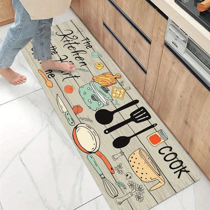 1PC, cartoon knife and fork kitchen waterproof door carpet mat,