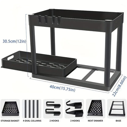 2-Tier Sliding Under Sink Organizer Multifunctional Space-Saving