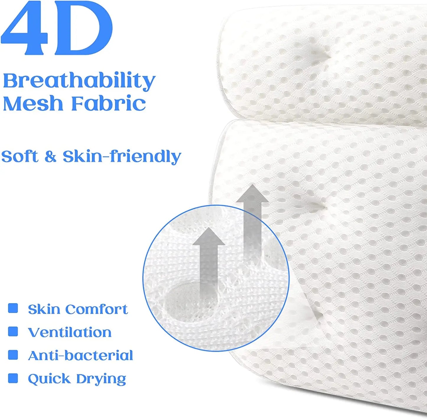Bath Pillow for Bathtub Support Neck,Head and Back with Non-Slip
