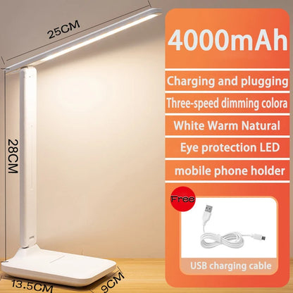4000mAh Chargeable LED Table Lamp USB Folding Stepless Dimmable Desk