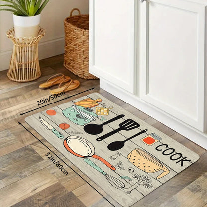 1PC, cartoon knife and fork kitchen waterproof door carpet mat,