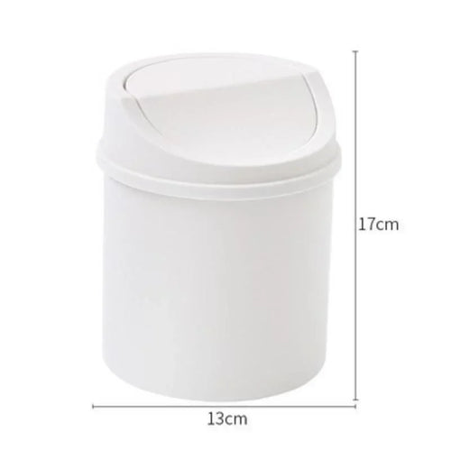 Mini Desktop Bin Small Trash Can Tube with Cover Bedroom Trash Can