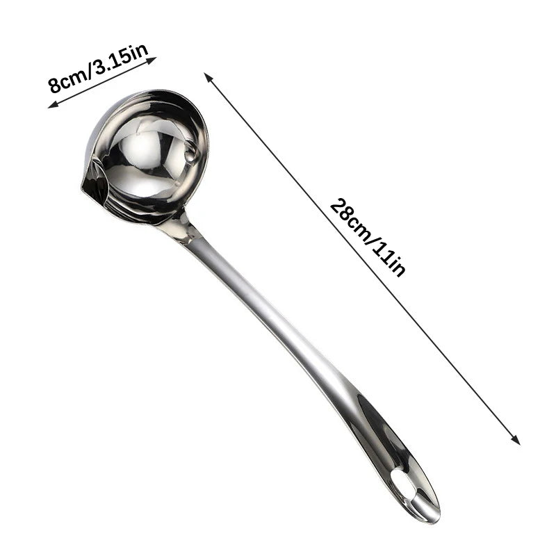 Stainless Steel Soup Fat Oil Separator Ladles Skimmer Spoon Soup