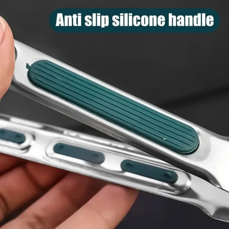 7/9/12inch Stainless Steel Food Clip Non Slip BBQ Tongs Silicone