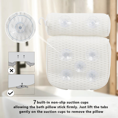 Bath Pillow for Bathtub Support Neck,Head and Back with Non-Slip