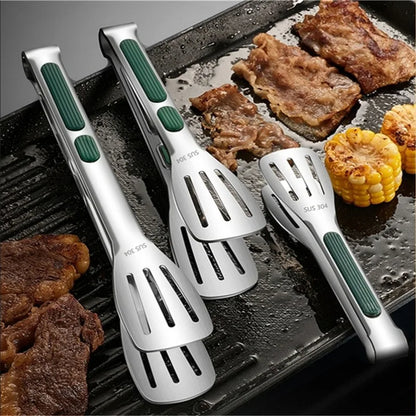 7/9/12inch Stainless Steel Food Clip Non Slip BBQ Tongs Silicone