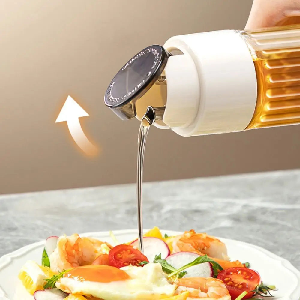 Household Automatic Opening & Closing Lid Glass Oiler Kitchen Supplies