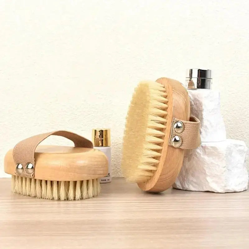 SPA Wooden Body Brush Natural Boar Bristle Organic Dry Skin Body Brush