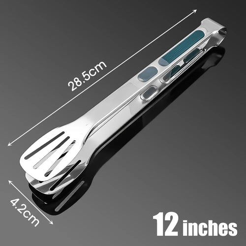 7/9/12inch Stainless Steel Food Clip Non Slip BBQ Tongs Silicone