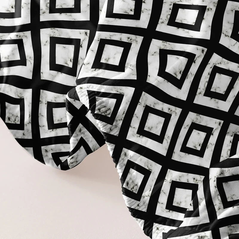 1 piece of black and white back patterned frosted bedsheet, bedroom