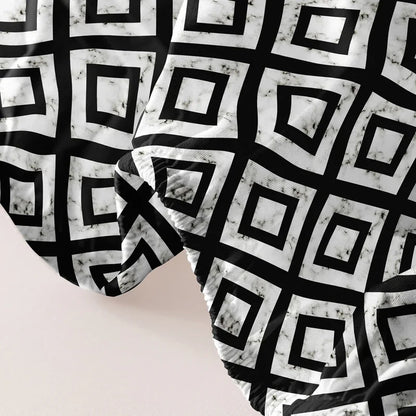 1 piece of black and white back patterned frosted bedsheet, bedroom