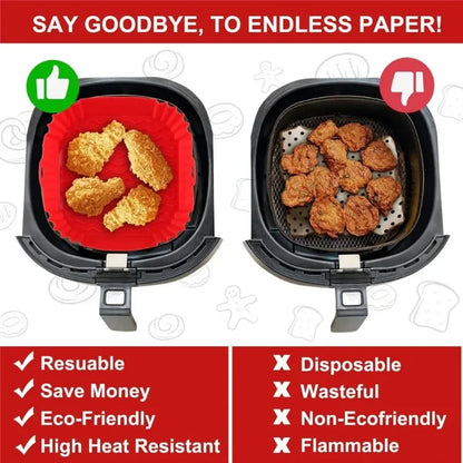 Square Air Fryer Silicone Tray Oven Baking Tray Pizza Fried Chicken