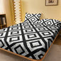 1 piece of black and white back patterned frosted bedsheet, bedroom