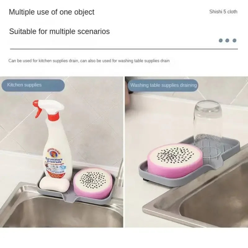 Silicone Faucet Mat Kitchen Sink Tray Soap Dispenser Sponge Drain Pad