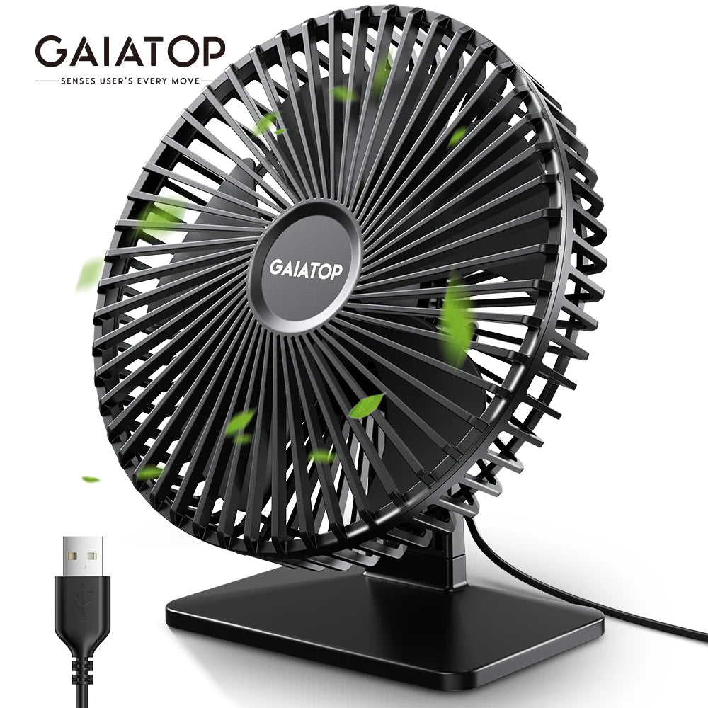 GAIATOP Desk Fan Portable USB Fan 90° Adjustable Cooling Fan Mute 4