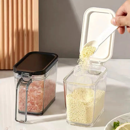 1 Sealed Pop-Top Seasoning Box with Spoon, Household Moisture-Proof