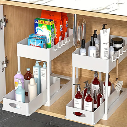 2-Tier Sliding Under Sink Organizer Multifunctional Space-Saving