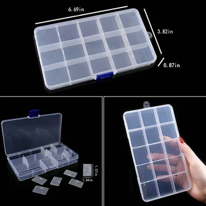 Transparent Plastic Storage Jewelry Box Compartment Adjustable