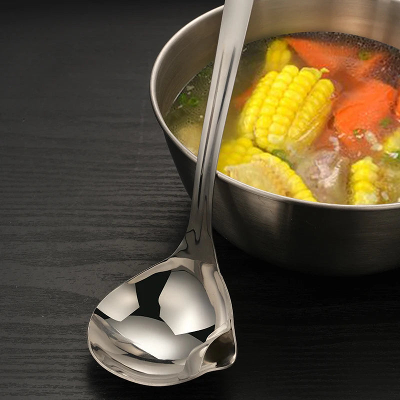 Stainless Steel Soup Fat Oil Separator Ladles Skimmer Spoon Soup