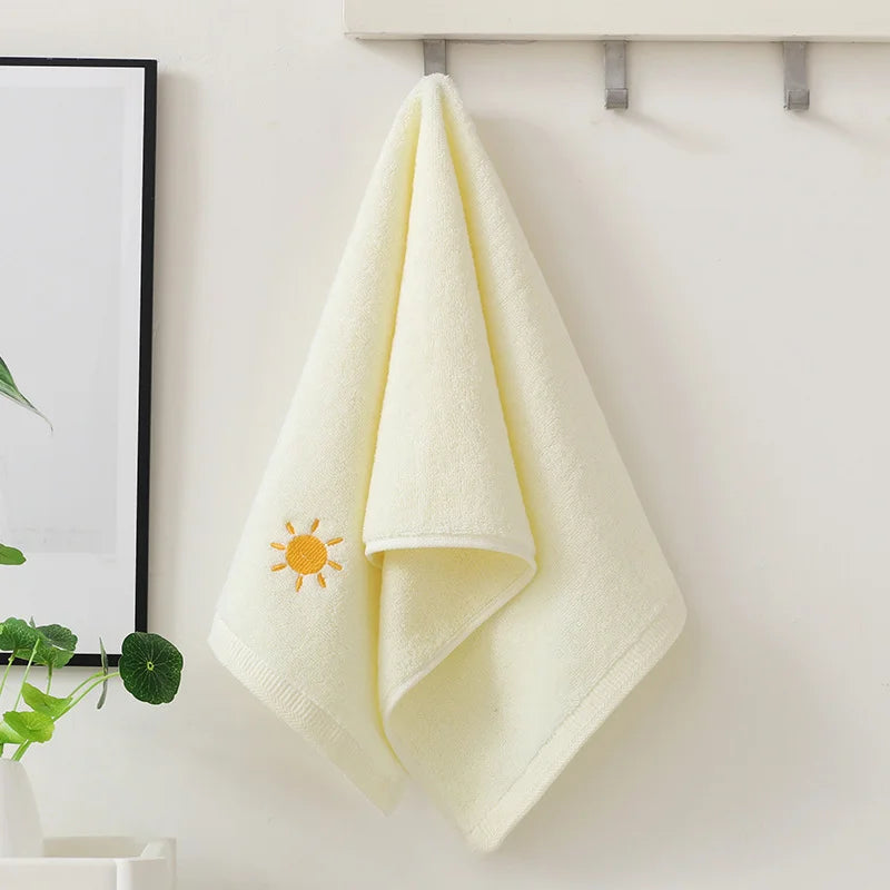 Bathroom cotton towel 74x34cm weather face towel embroidered word cute