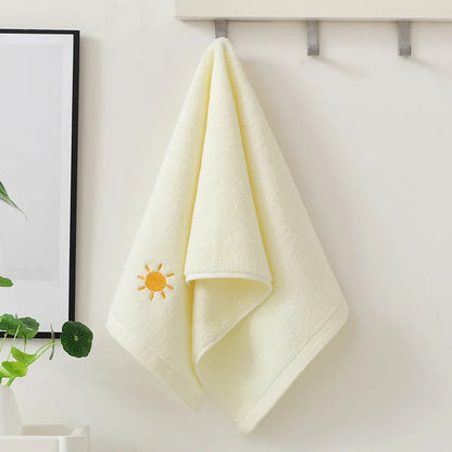 Bathroom cotton towel 74x34cm weather face towel embroidered word cute