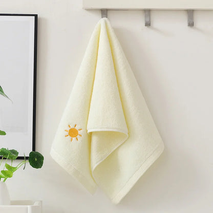 Bathroom cotton towel 74x34cm weather face towel embroidered word cute