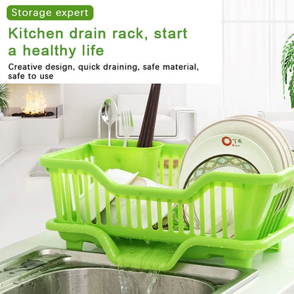 Kitchen Drainage Rack With Drainer Board Countertop Utensils Plates