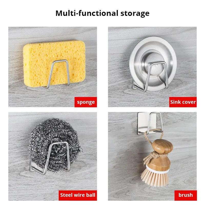 1pc Stainless Steel Sink Sponge Rack For Sponge Steel Wire Ball