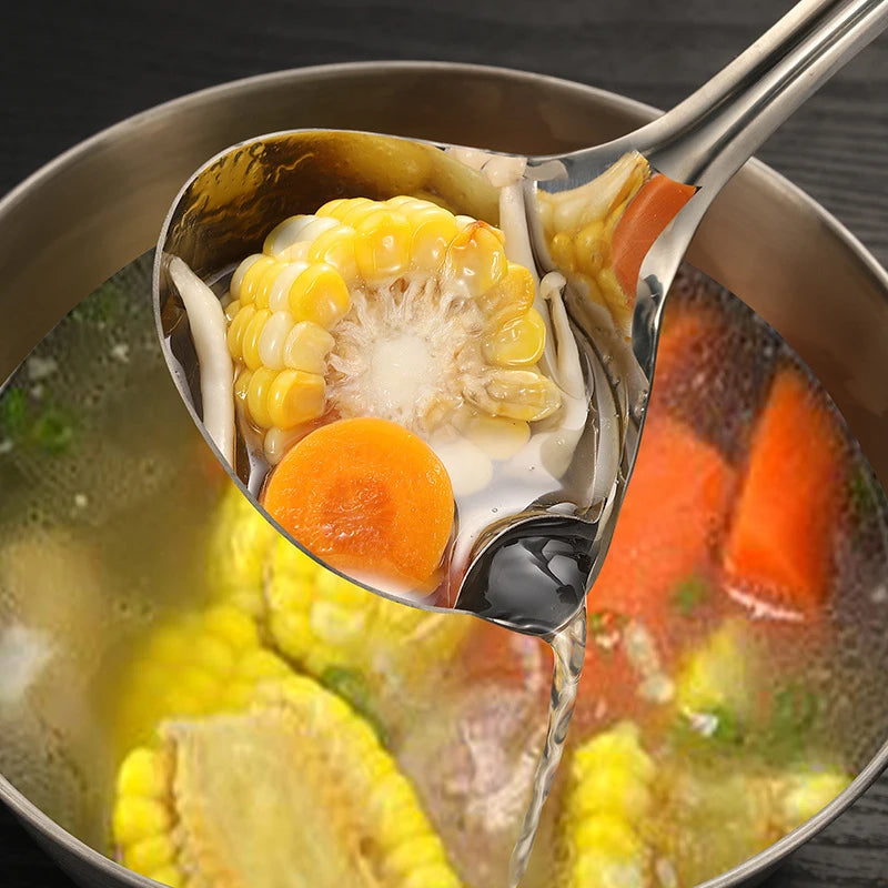 Stainless Steel Soup Fat Oil Separator Ladles Skimmer Spoon Soup